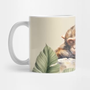 Baby Monkey Sleeping Watercolor Painting Mug